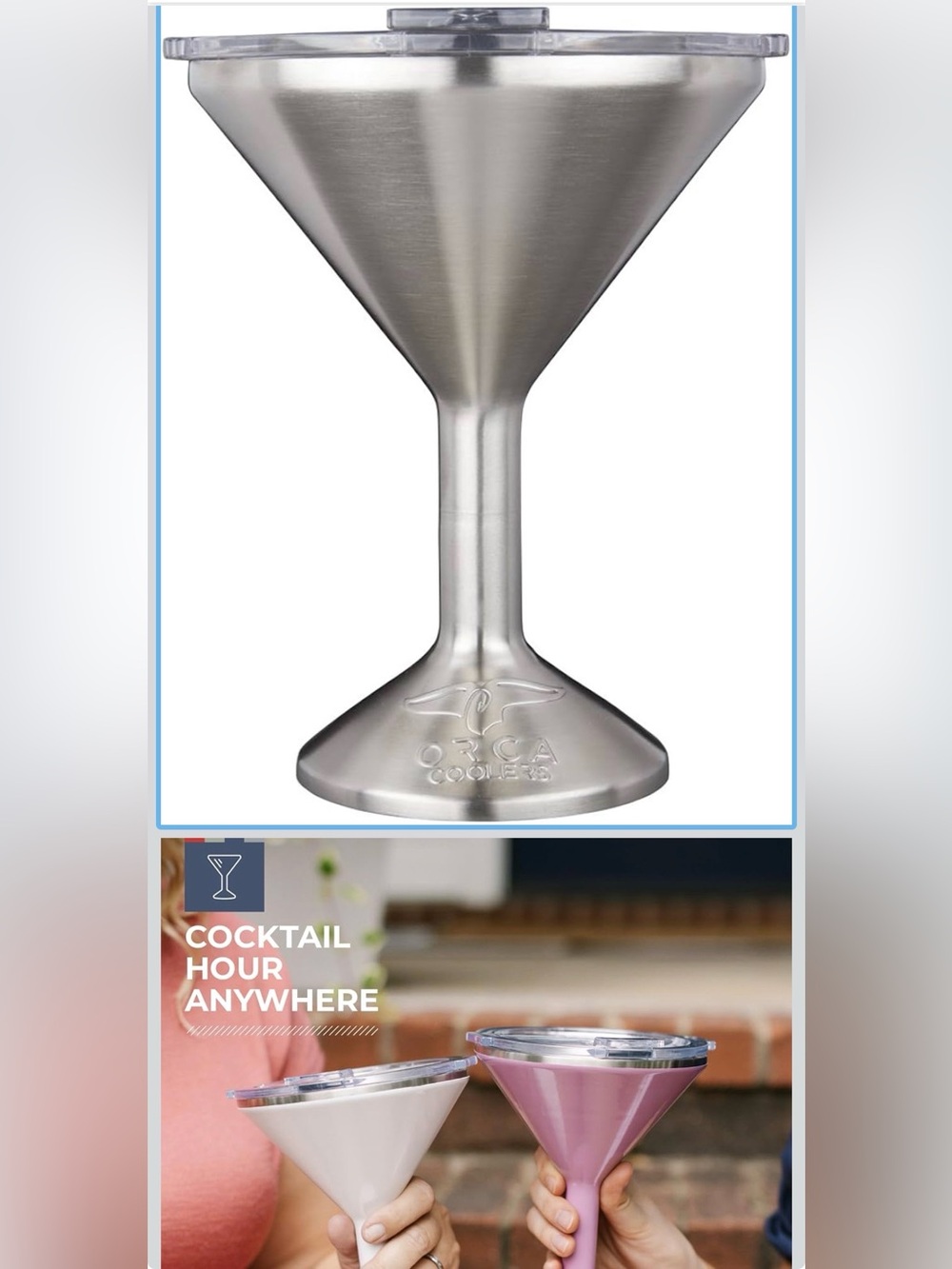 ORCA Chasertini stainless steel insulated martini glass